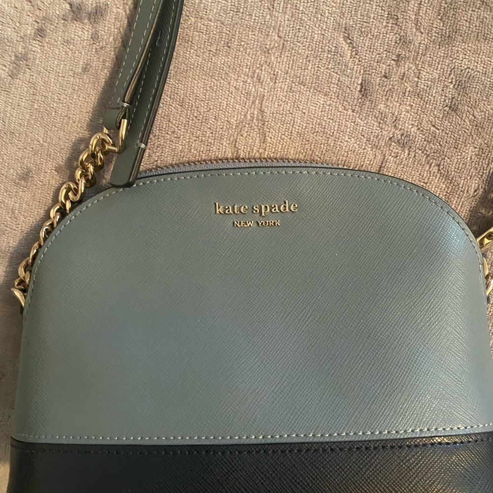 Kate Spade Crossbody Bag Blue Black Gold Chain